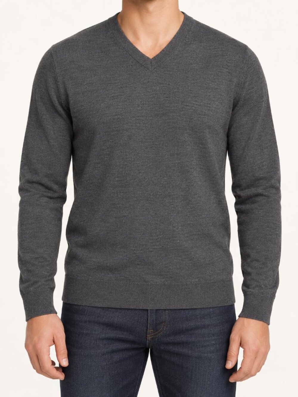 Banana Republic Men’s S 100% Merino Wool V-Neck Sweater Gray